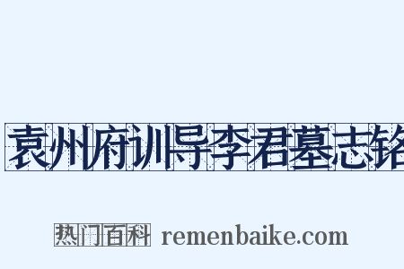 袁州府训导李君墓志铭是什么意思的图片